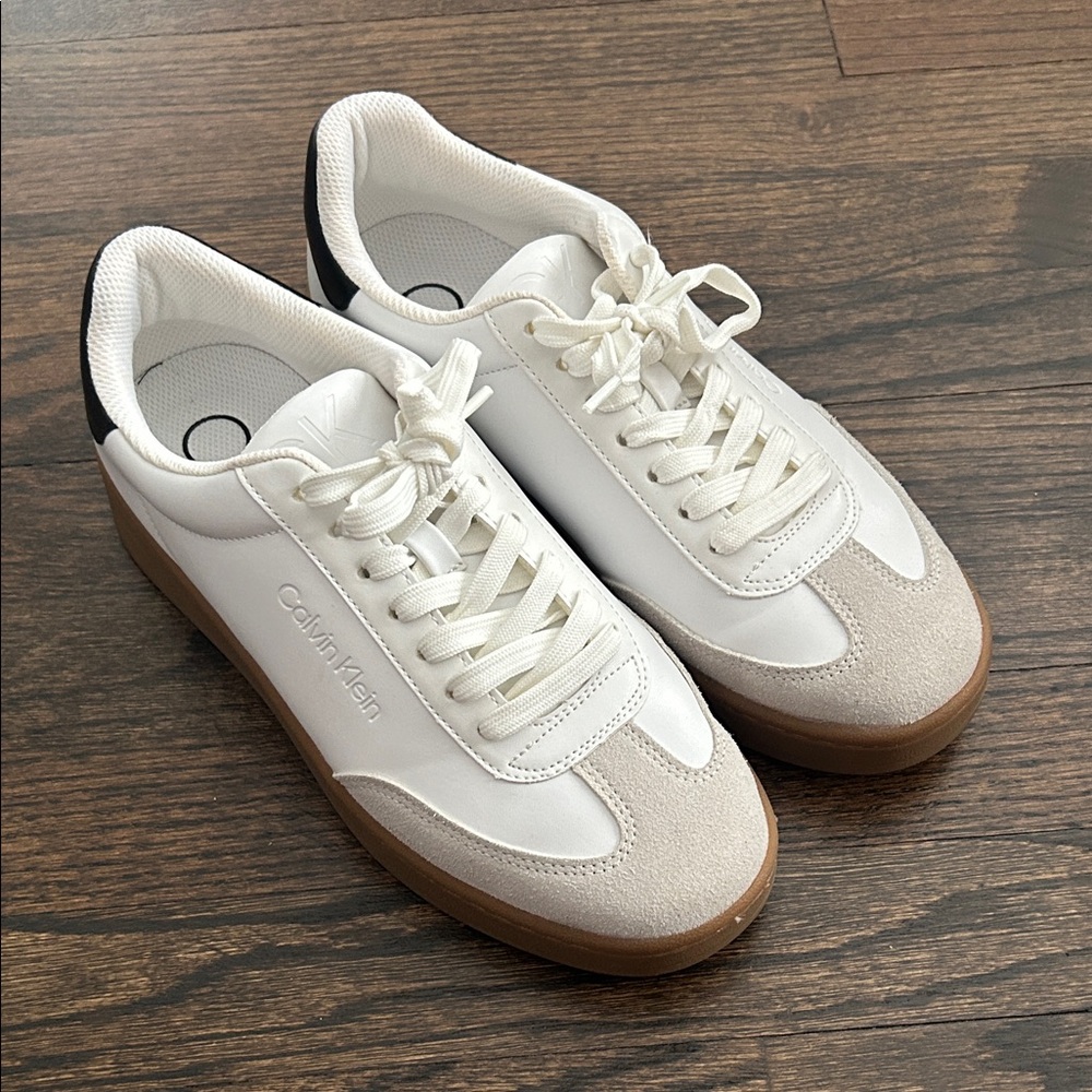 Calvin Klein White and Cream Sneakers